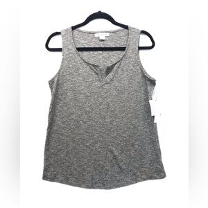 LIZ CLAIBORNE Knit Shirt Women's Size S Gray Sleeveless Slub Tank Top -‎  NEW.